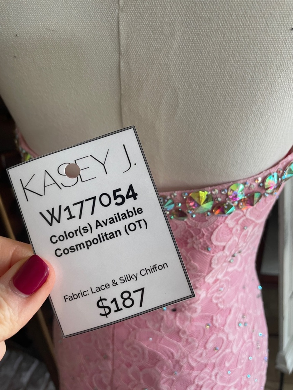 New As Is Strapless Pink Lace Cocktail Dress Embellished Sweetheart Neckline 6 - Picture 11 of 14